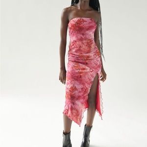 UO Urban Outfitters Samara Mesh Strapless Mini Dress